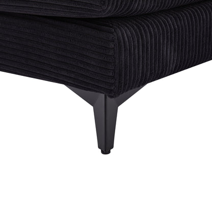 Modern Deep Seat Ottoman in black corded fabric with metal legs on Tampa Home & Garden Store