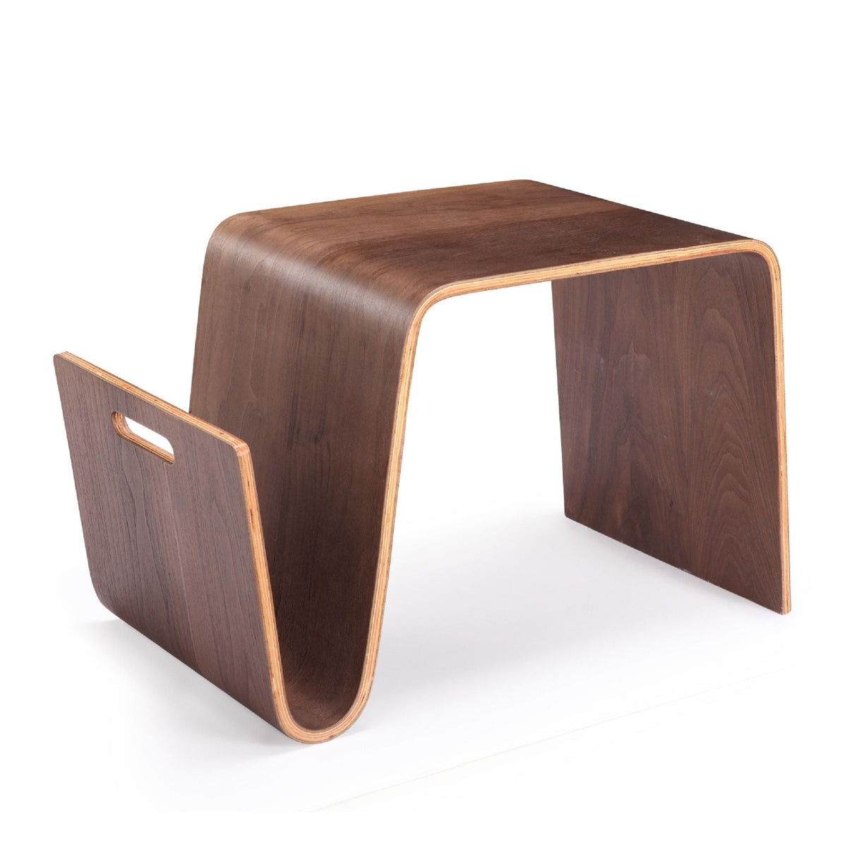 Brookside End Table with Curved Magazine Shelf, dark brown wood veneer by HouseOfZazla on Tampa Home & Garden Store