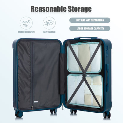 3-piece ABS spinner luggage set in dark blue by HouseOfZazla 20/24/28-inch sizes on Tampa Home & Garden Store