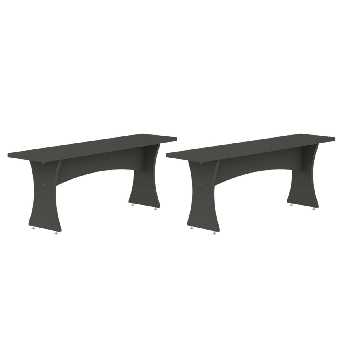 Mid-Century modern dining benches set of 2 in dark gray painted finish by HouseOfZazla on Tampa Home & Garden Store