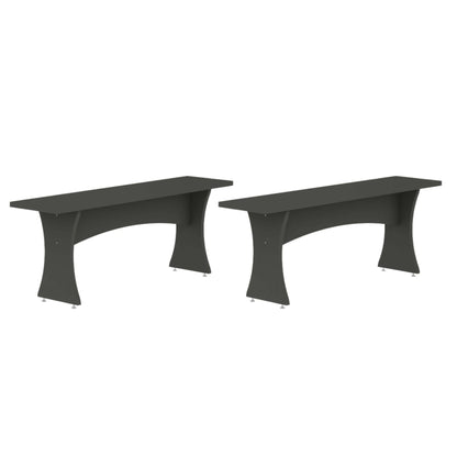 Mid-Century modern dining benches set of 2 in dark gray painted finish by HouseOfZazla on Tampa Home & Garden Store