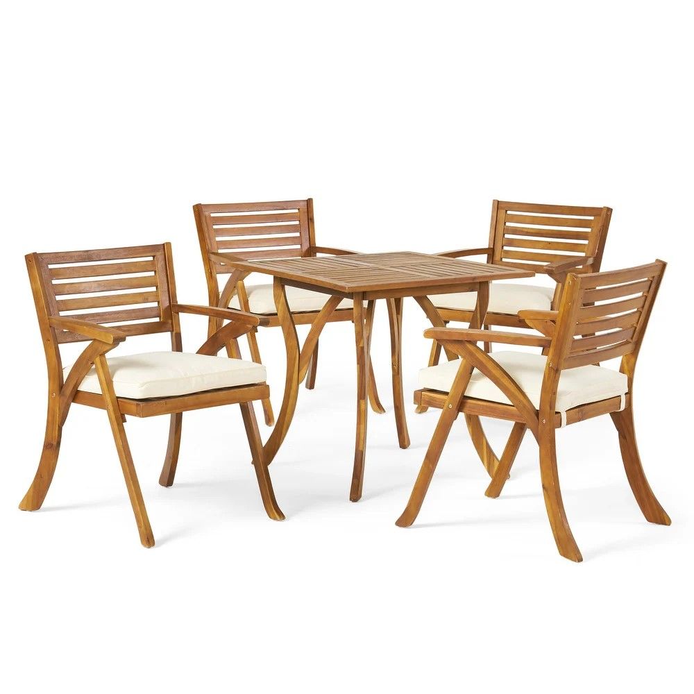 Hermosa Acacia 5 Piece Dining Set With Cushions