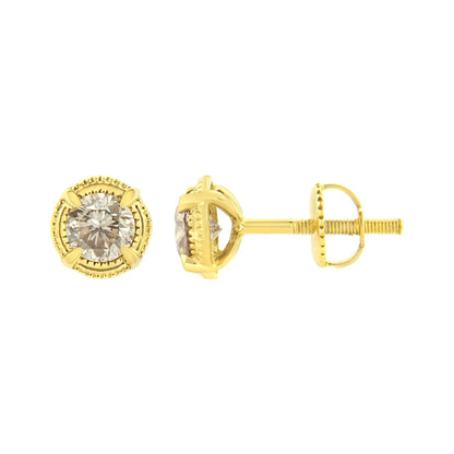 14K yellow gold plated .925 silver 1.0 cttw diamond solitaire stud earrings, Bids.com on Tampa Home & Garden Store