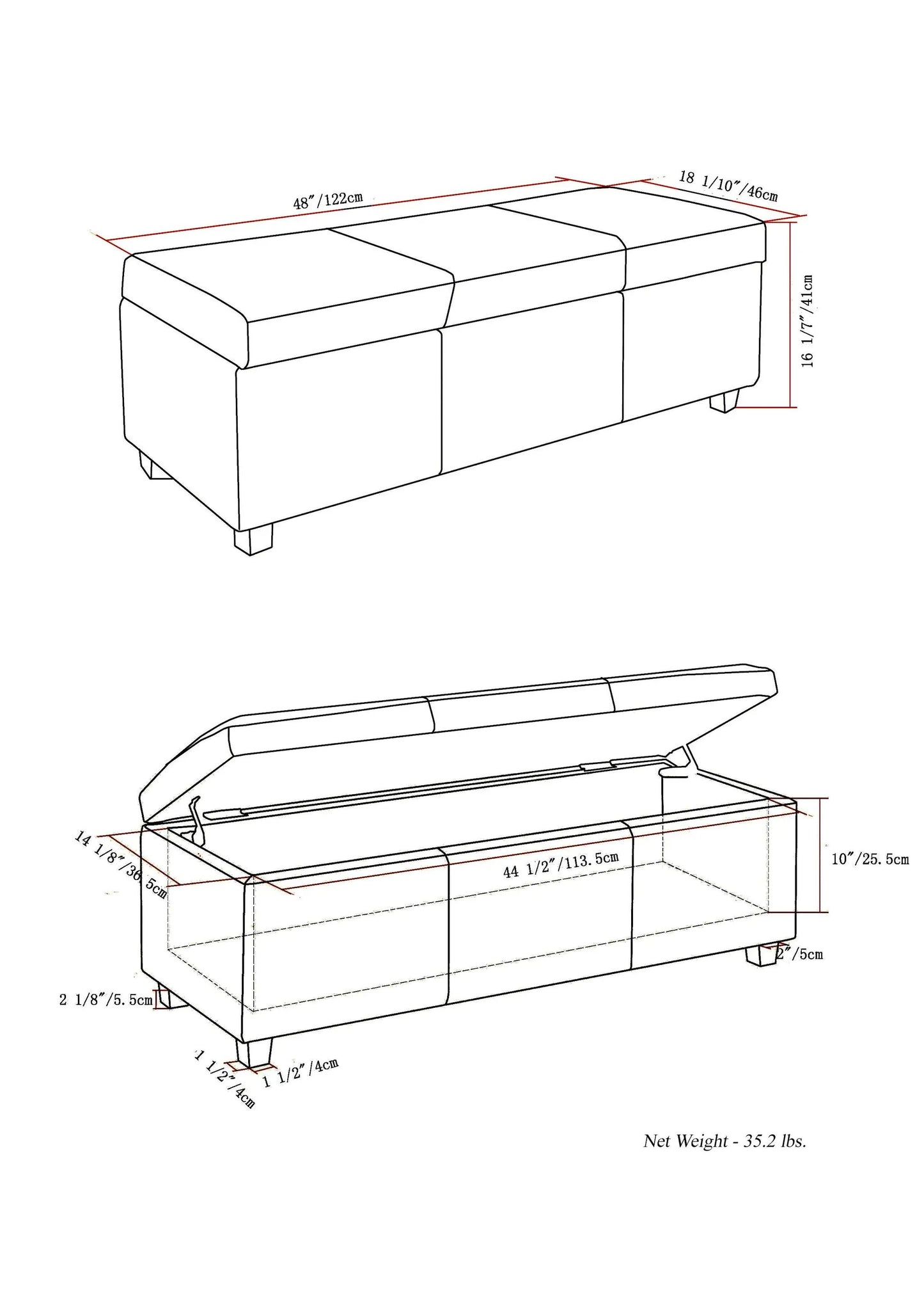 Avalon storage ottoman bench with lift-top lid and storage by Unique Piece Furniture on Tampa Home & Garden Store