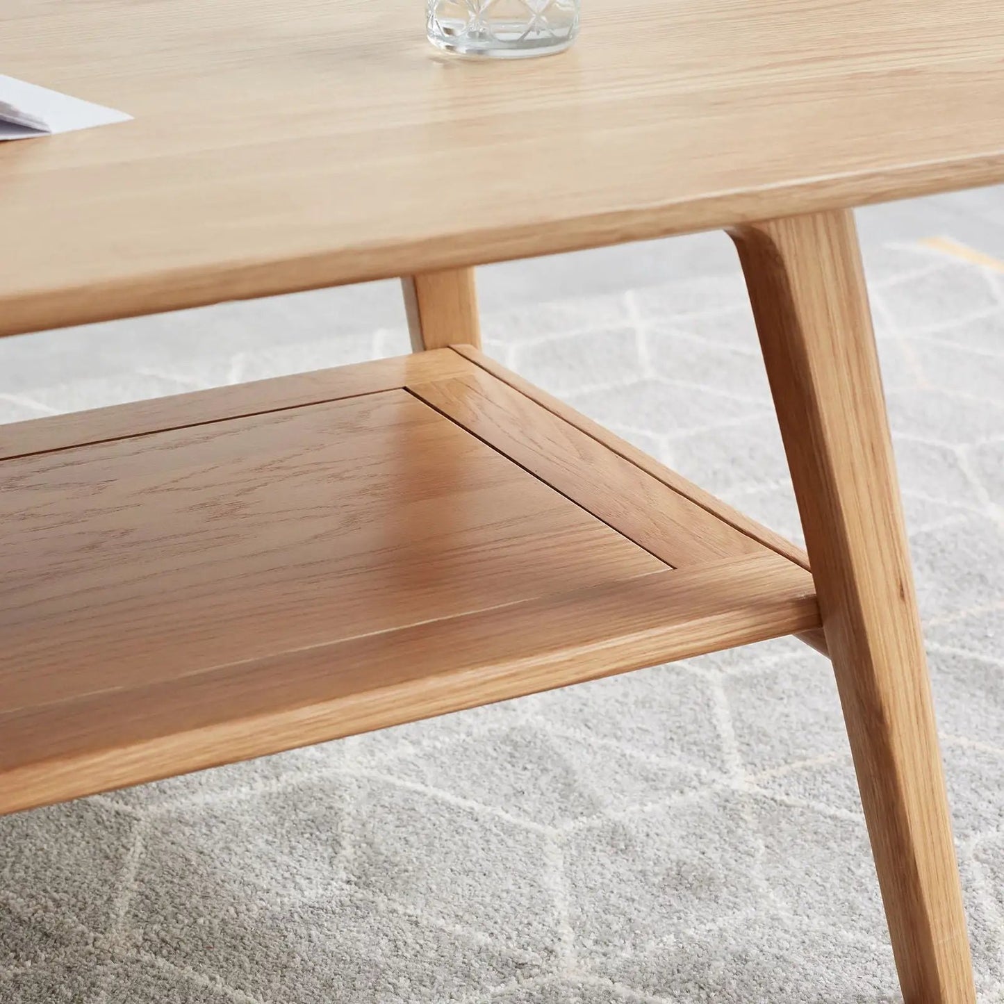 Low Oak Coffee Table With Solid Storage Shelf