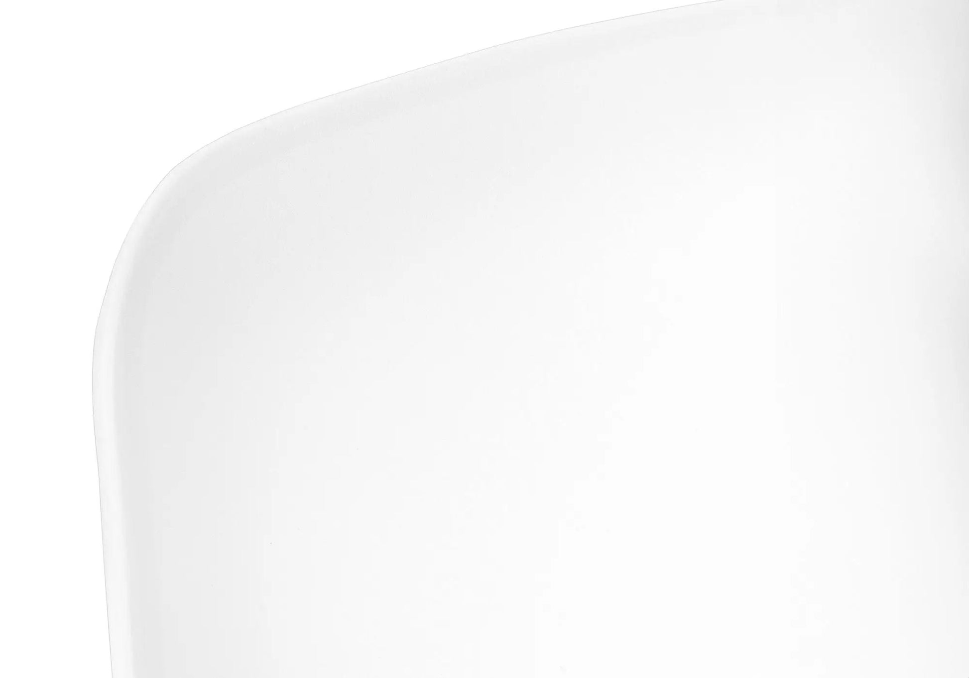 Office chair close-up of white curved seat edge, minimalist modern style on Tampa Home & Garden Store