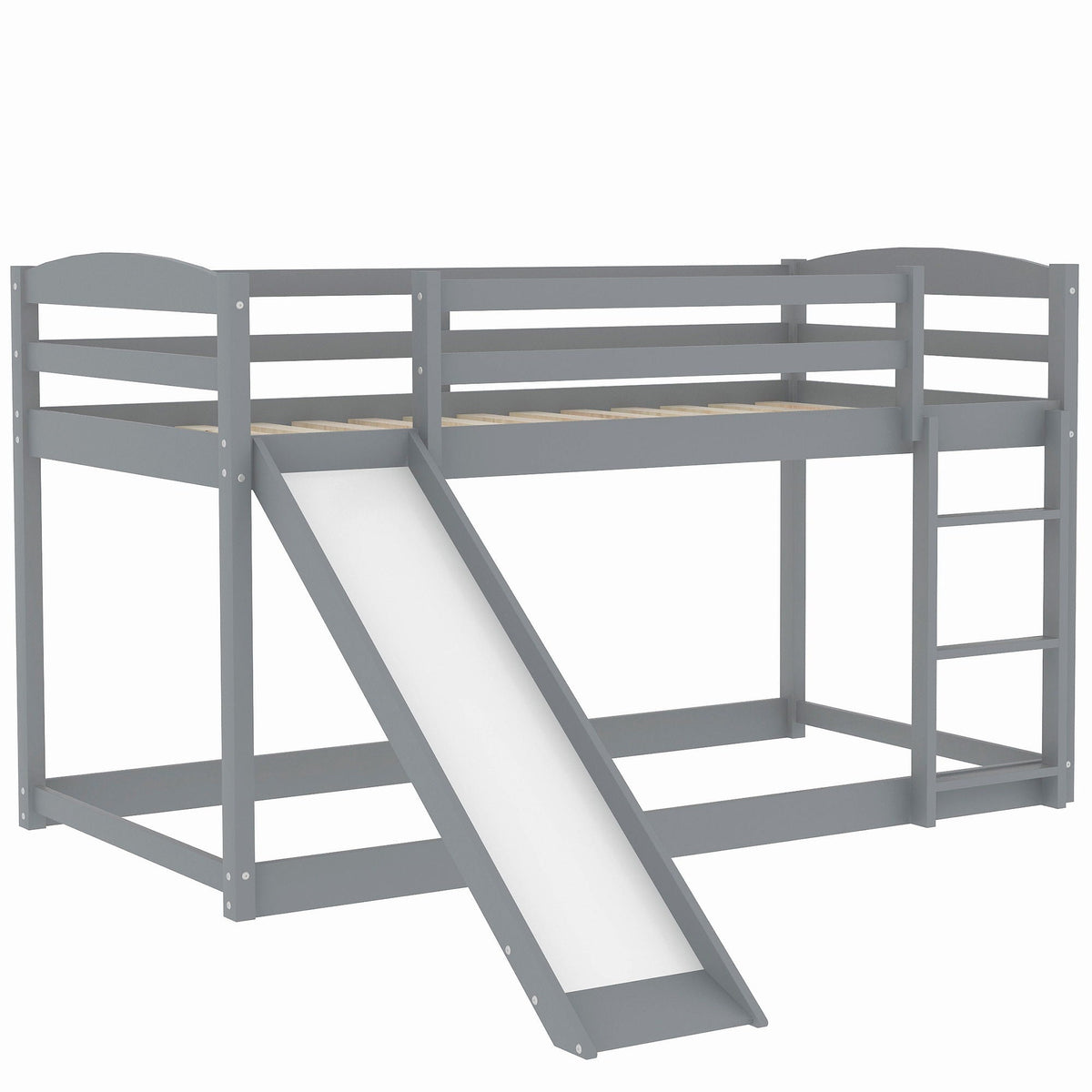 Durable bunk bed with slide and ladder, gray wood finish on Tampa Home & Garden Store