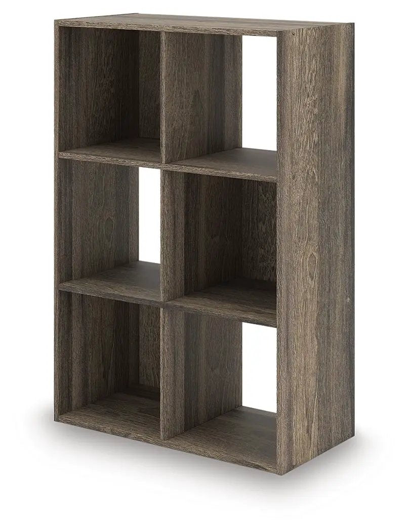 Shallifer cube organizer in dark wood finish with 6 cubbies on Tampa Home & Garden Store