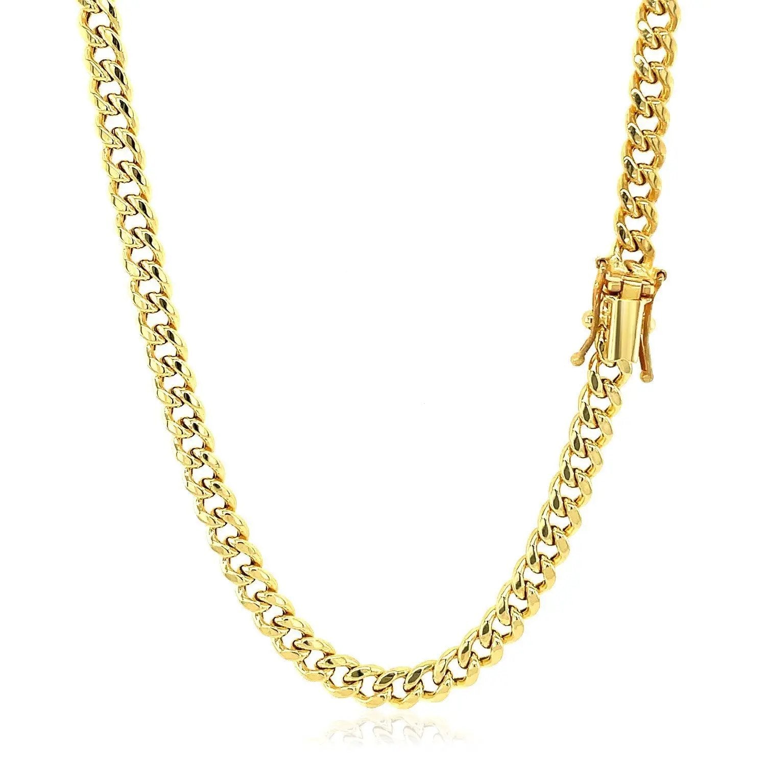10k yellow gold Miami Cuban chain necklace 4.50mm with curb links clasp visible on Tampa Home & Garden Store