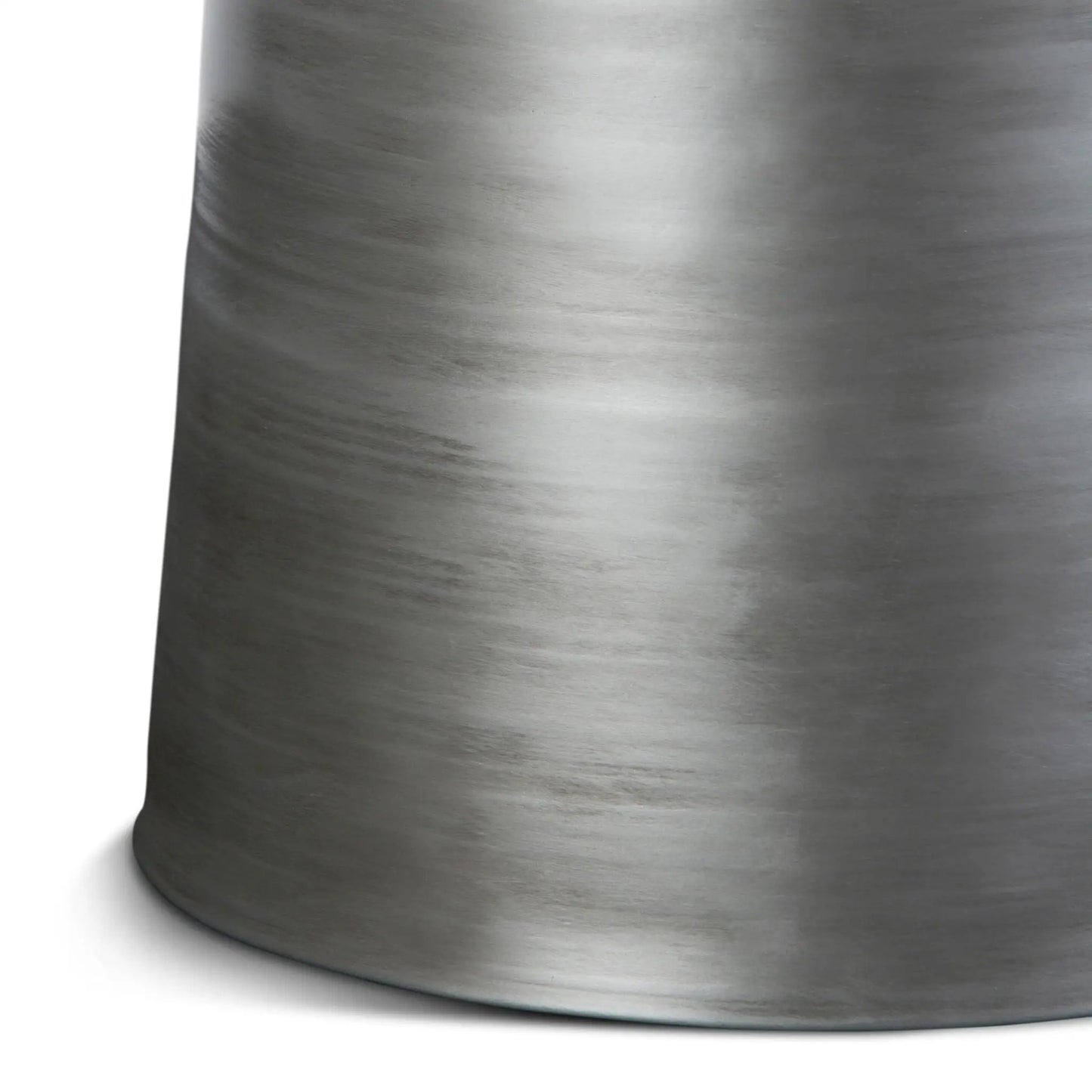 Toby Handcrafted Metal Accent Table brushed steel finish close-up texture on Tampa Home & Garden Store