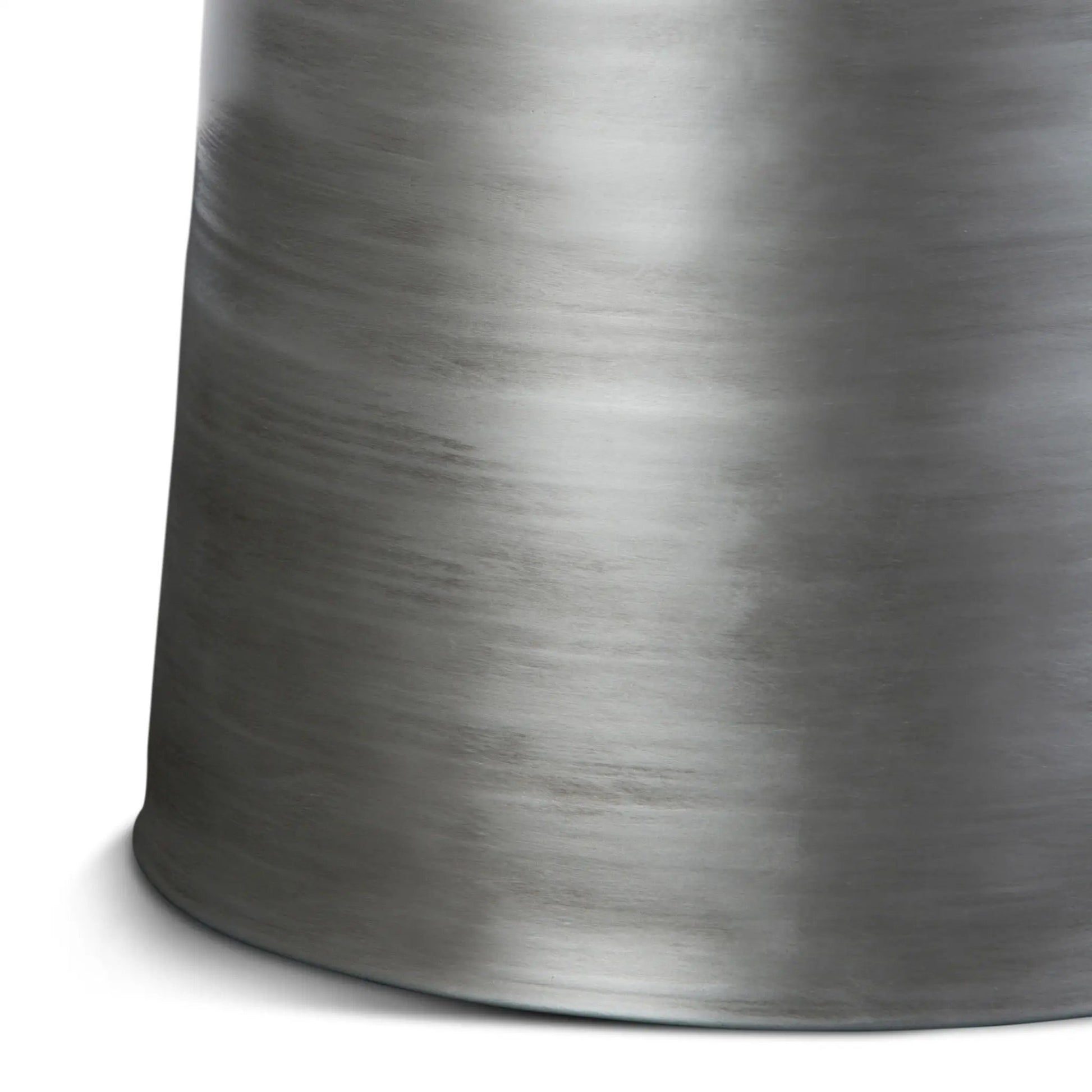 Toby Handcrafted Metal Accent Table brushed steel finish close-up texture on Tampa Home & Garden Store