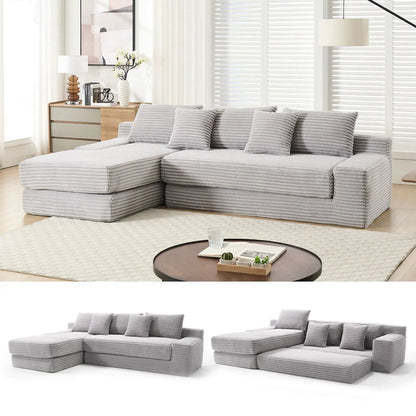 Modern L-shaped sectional couch memory foam in gray striped fabric Unique Piece Furniture on Tampa Home & Garden Store
