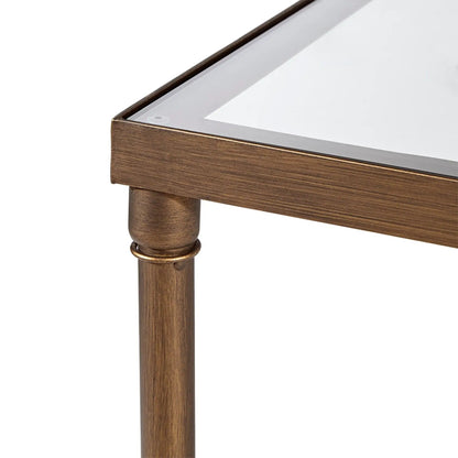 Bronze Metal Coffee Table with Tempered Glass Top