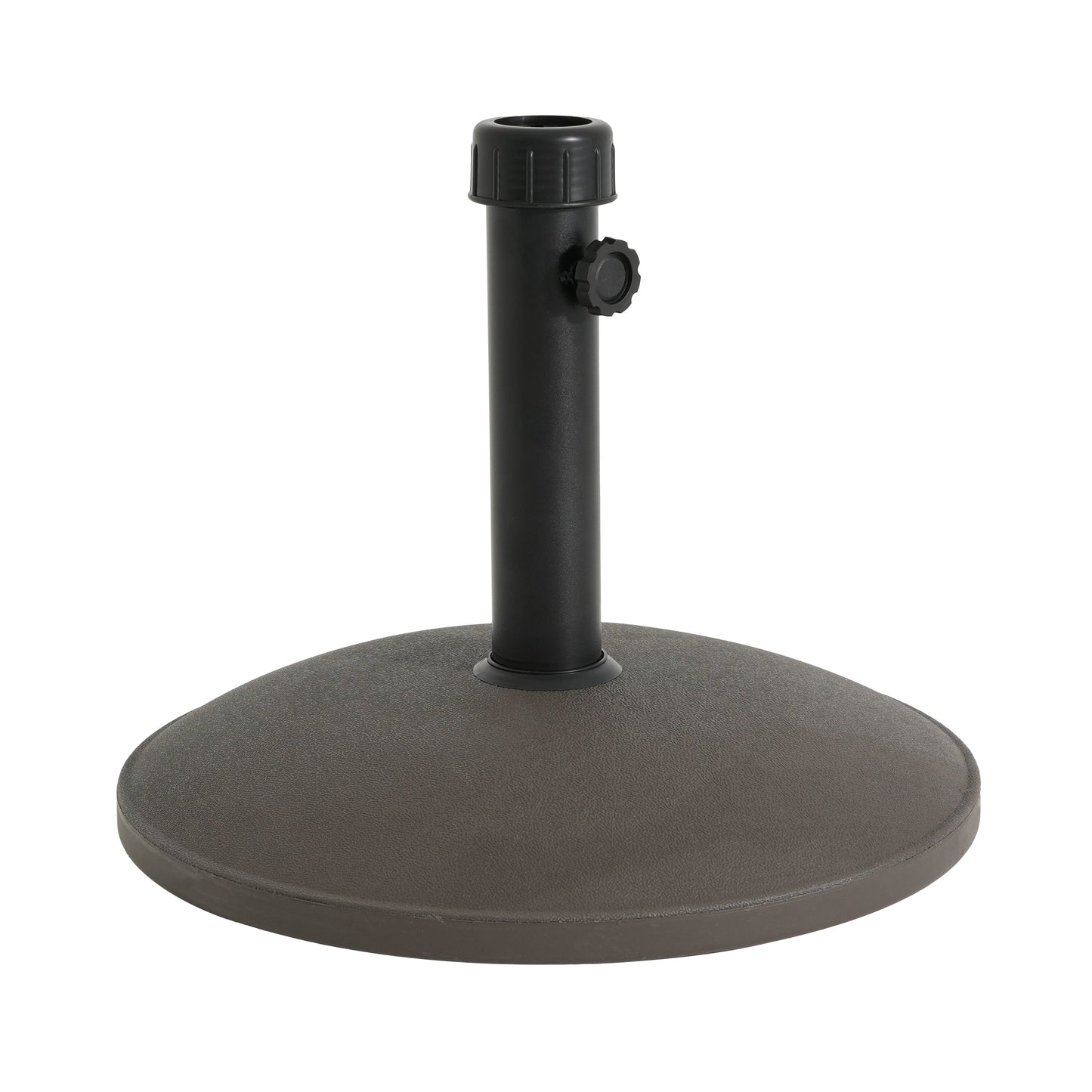 Brown Round Outdoor Umbrella Base and Concrete