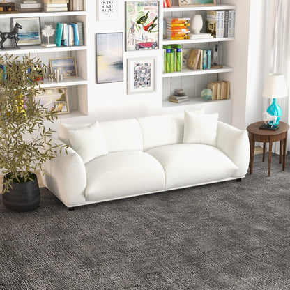Mid-Century Modern luxury sofa with tufted white fabric, HouseOfZazla sofa in living room on Tampa Home & Garden Store