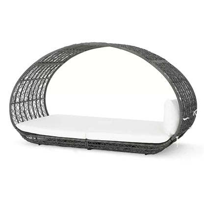 Abigal outdoor wicker daybed with cushion, gray wicker frame and white cushion by HouseOfZazla on Tampa Home & Garden Store