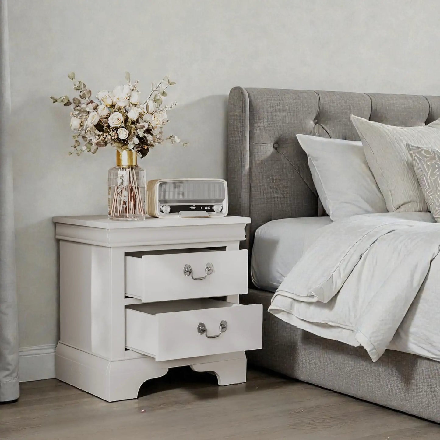 Nightstand With Two Drawers Classic Design