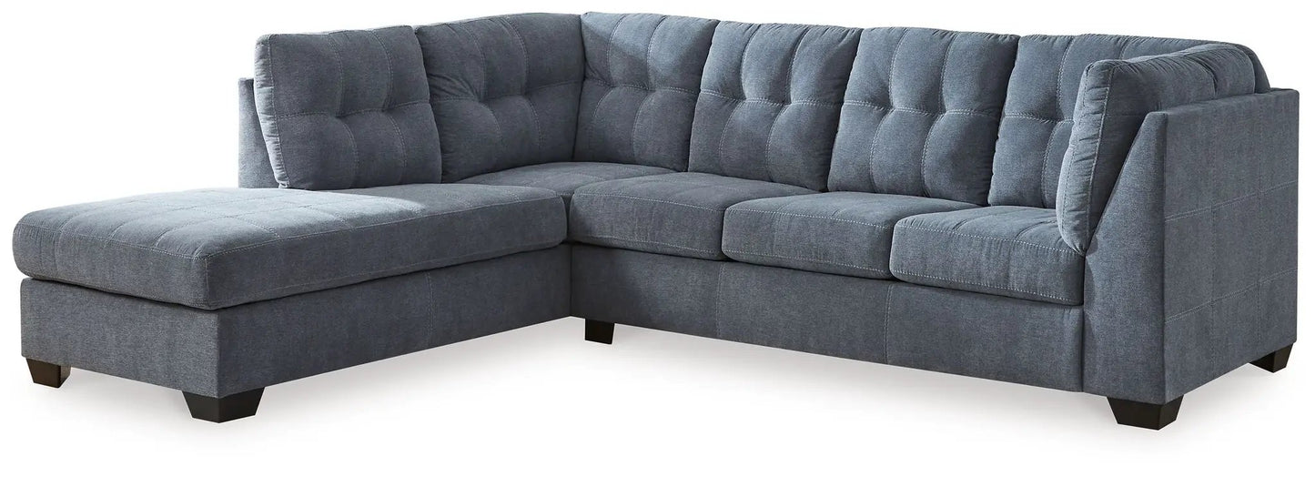 Marleton Sleeper Sectional blue-gray fabric with tufted cushions Unique Piece Furniture on Tampa Home & Garden Store