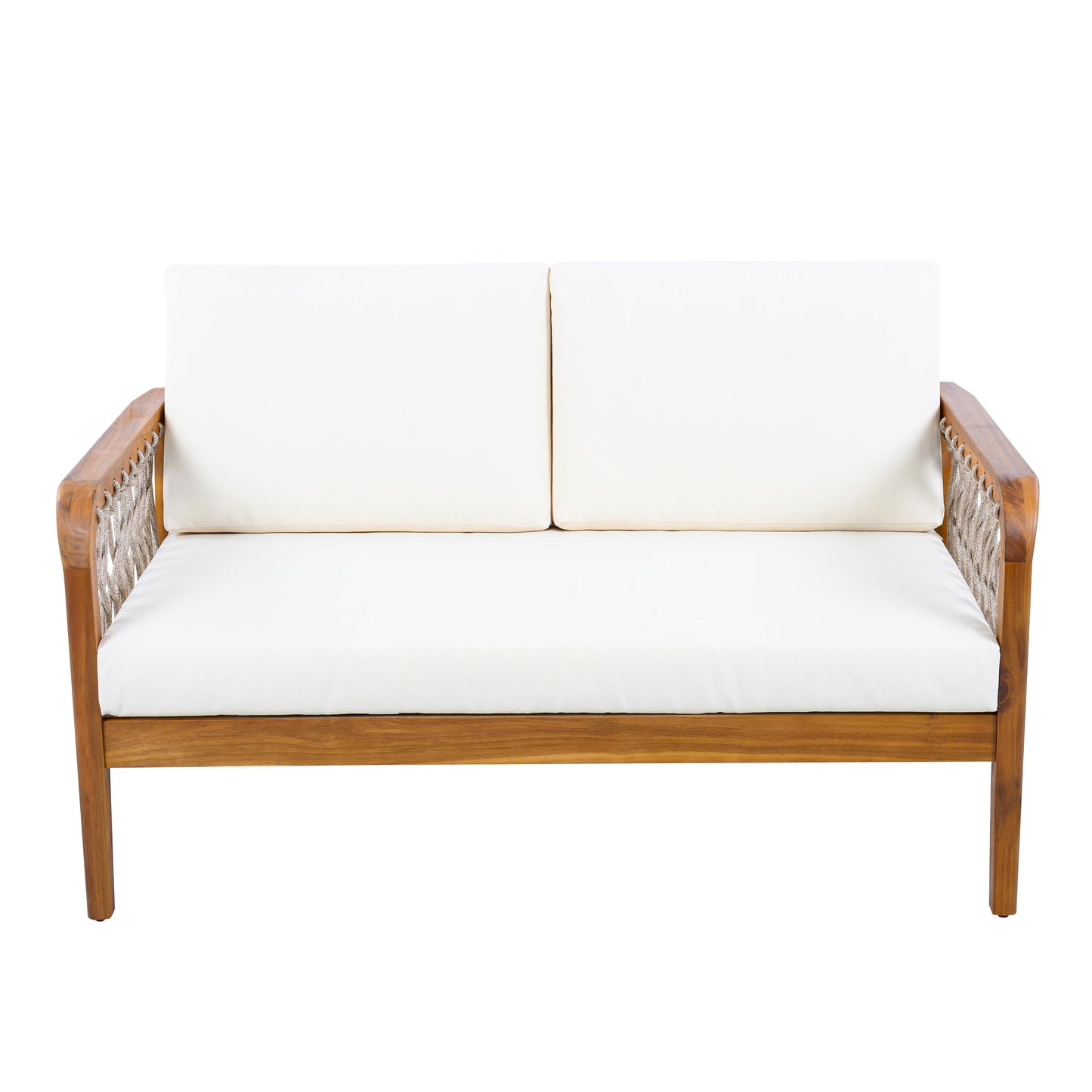 Outdoor Acacia Wood Loveseat and Coffee Table Set