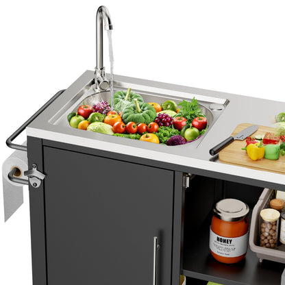 Outdoor Grill Cart With Sink and Storage Cabinet