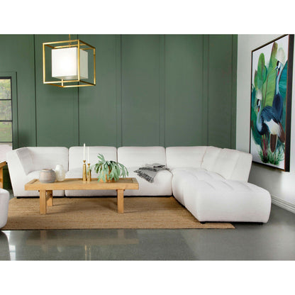 Nevve 6-Piece Upholstered Tufted Sectional Ivory sofa by HouseOfZazla in a modern living room on Tampa Home & Garden Store