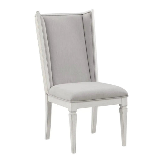 Katia Side Chair set of 2, gray upholstery with white frame, Unique Piece Furniture on Tampa Home & Garden Store