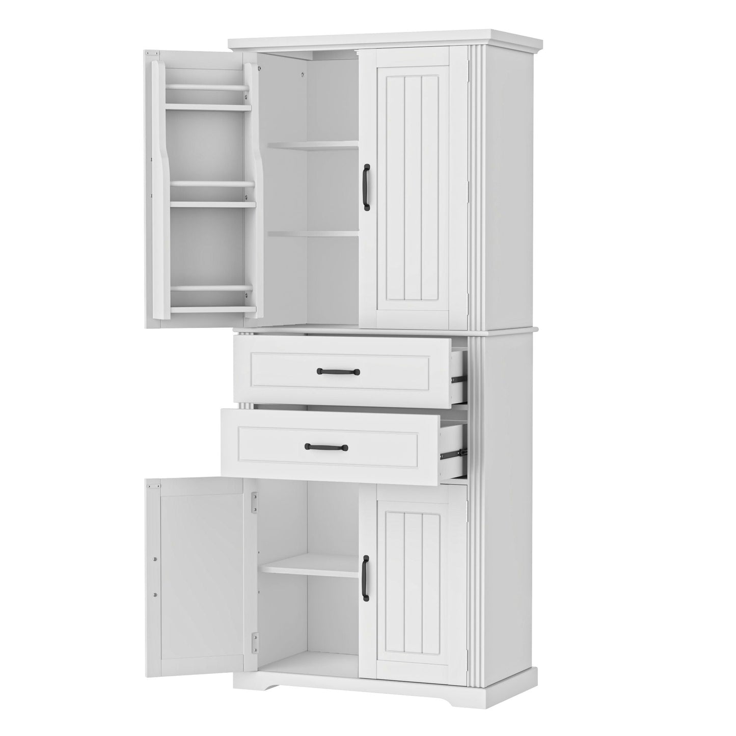 Multi Functional Storage Cabinet by HouseOfZazla white with adjustable shelves, 2 drawers on Tampa Home & Garden Store