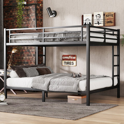 Metal Queen over Queen bunk bed by HouseOfZazla, black metal frame with gray guard rails on Tampa Home & Garden Store