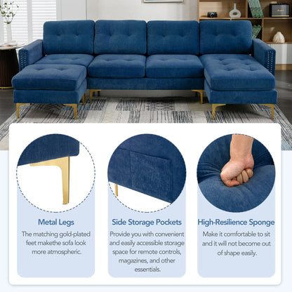 Modern Convertible Sectional Sofa and Ottoman
