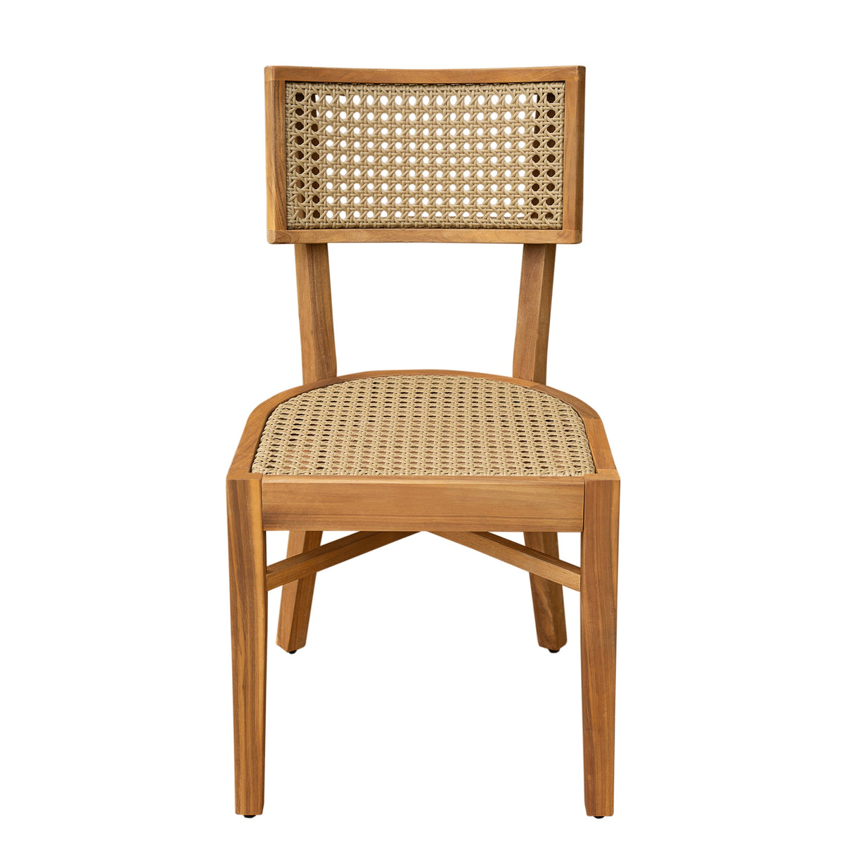Netro acacia wood dining chair with light brown wicker, outdoor furniture on Tampa Home & Garden Store