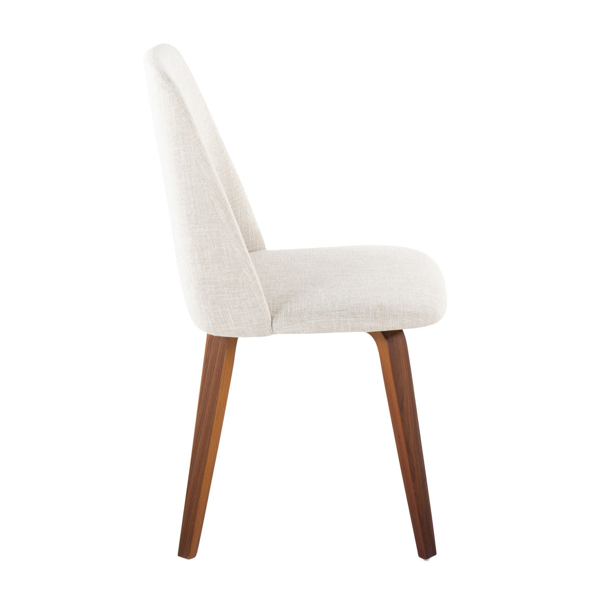 Contemporary dining chair with padded beige-brown seat and wooden legs on Tampa Home & Garden Store