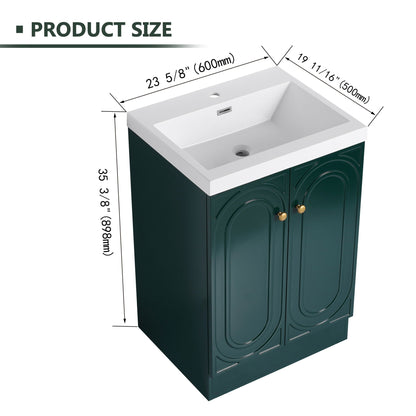HouseOfZazla freestanding bath vanity with white resin sink, green cabinet, two doors on Tampa Home & Garden Store