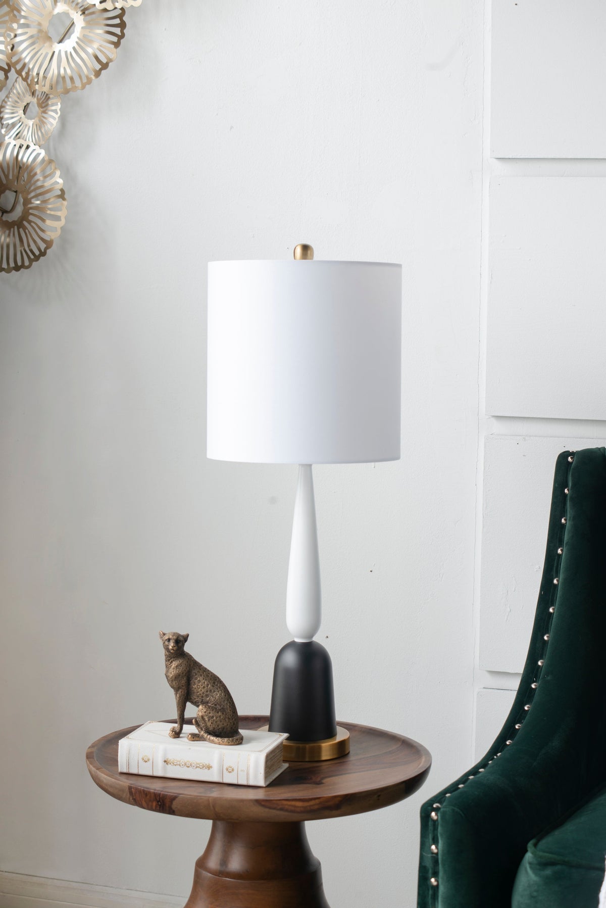Teardrop silhouette table lamp with white shade and dual-tone base HouseOfZazla on Tampa Home & Garden Store