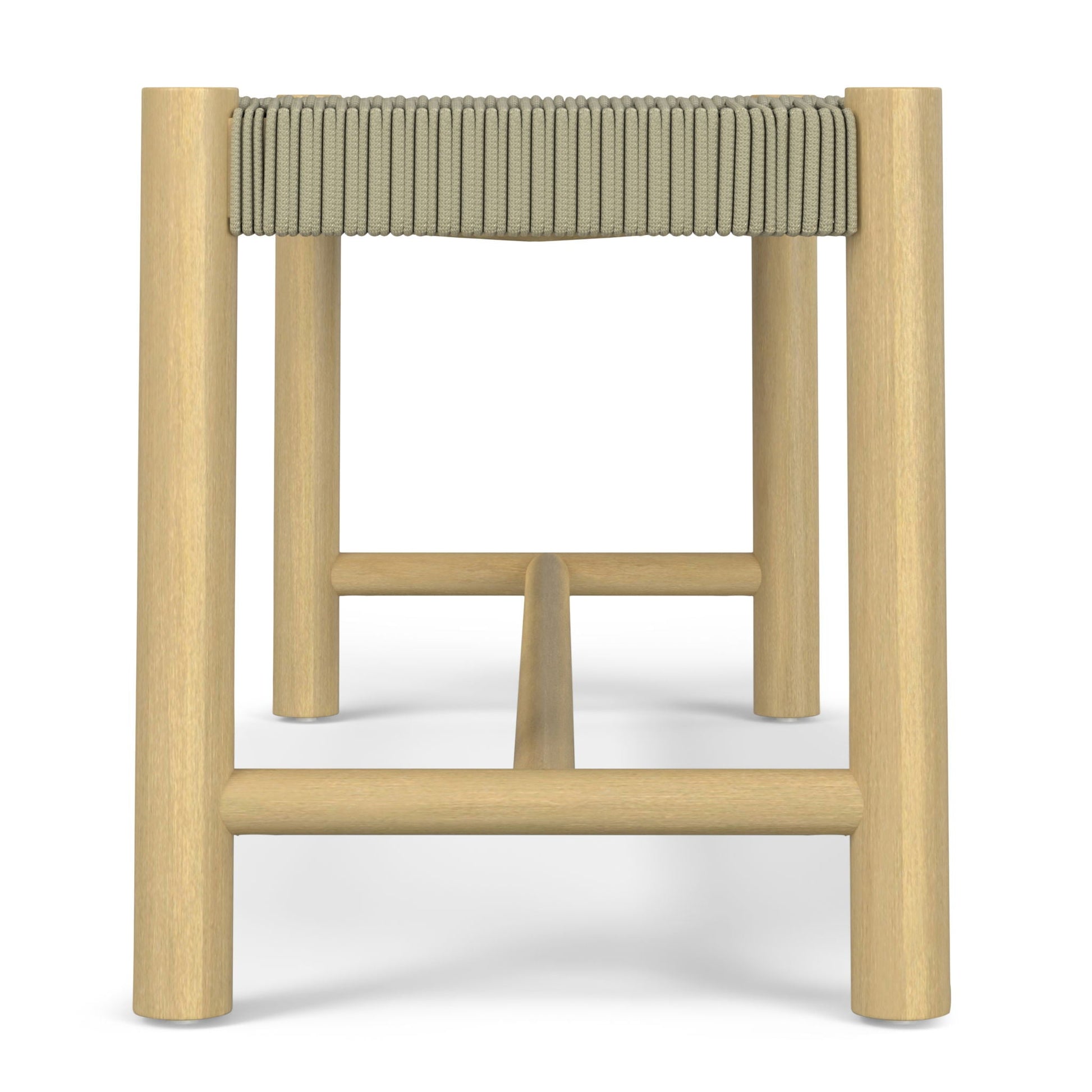 Dahlia outdoor bench with natural wood frame and beige rope seating HouseOfZazla on Tampa Home & Garden Store