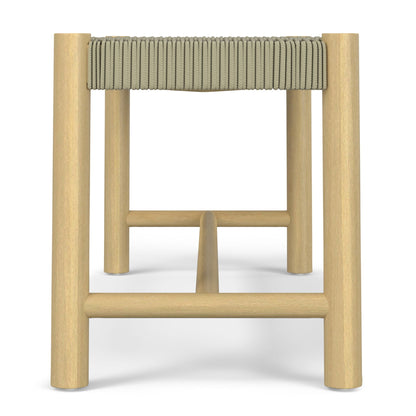 Dahlia outdoor bench with natural wood frame and beige rope seating HouseOfZazla on Tampa Home & Garden Store