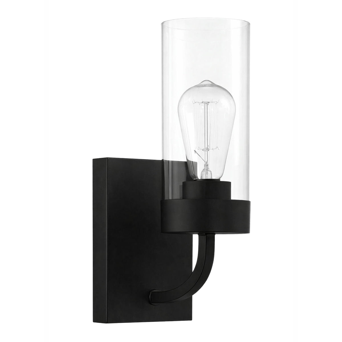 Zephyr single light sconce black with clear glass shade and exposed bulb by HouseOfZazla on Tampa Home & Garden Store