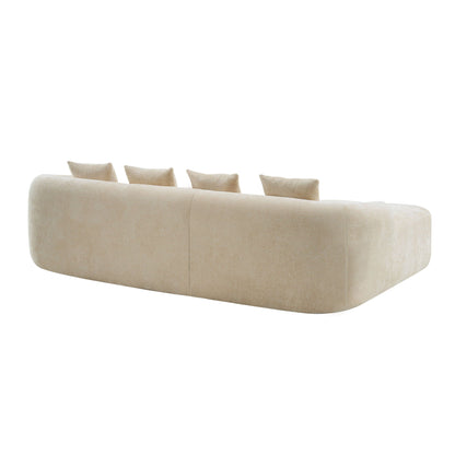 Modular L-Shape Sectional Sofa With Curved Chaise by HouseOfZazla in beige fabric with plush back cushions on Tampa Home & Garden Store