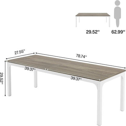 Extra Long 2 Person Computer Desk with Collaborative Workstation, White Oak top by HouseOfZazla on Tampa Home & Garden Store