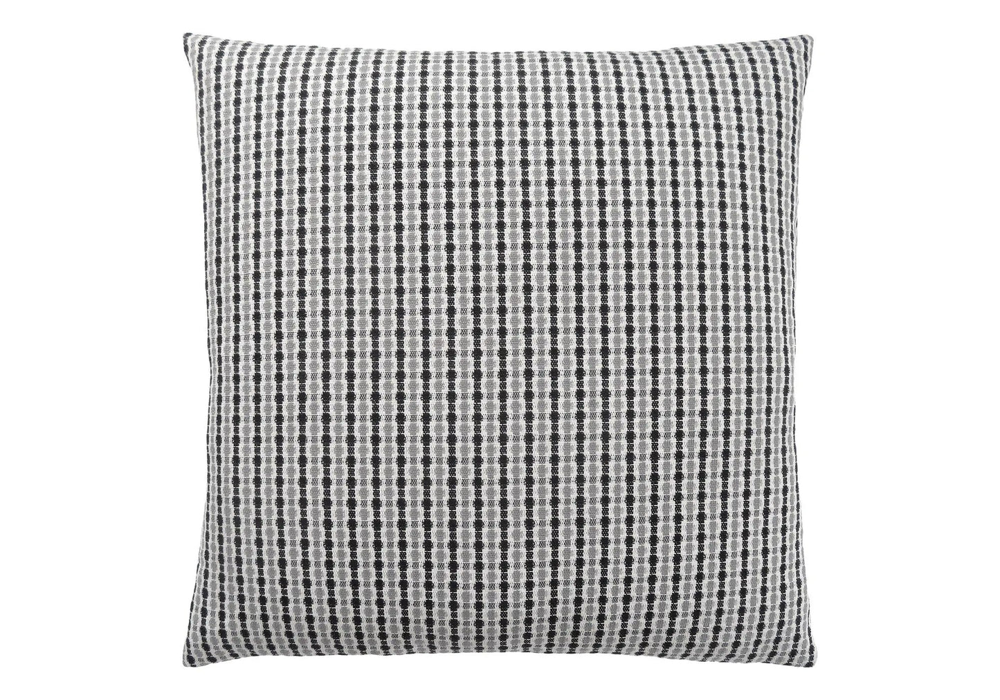 Square throw pillow with black and white striped woven pattern, insert included, hypoallergenic on Tampa Home & Garden Store