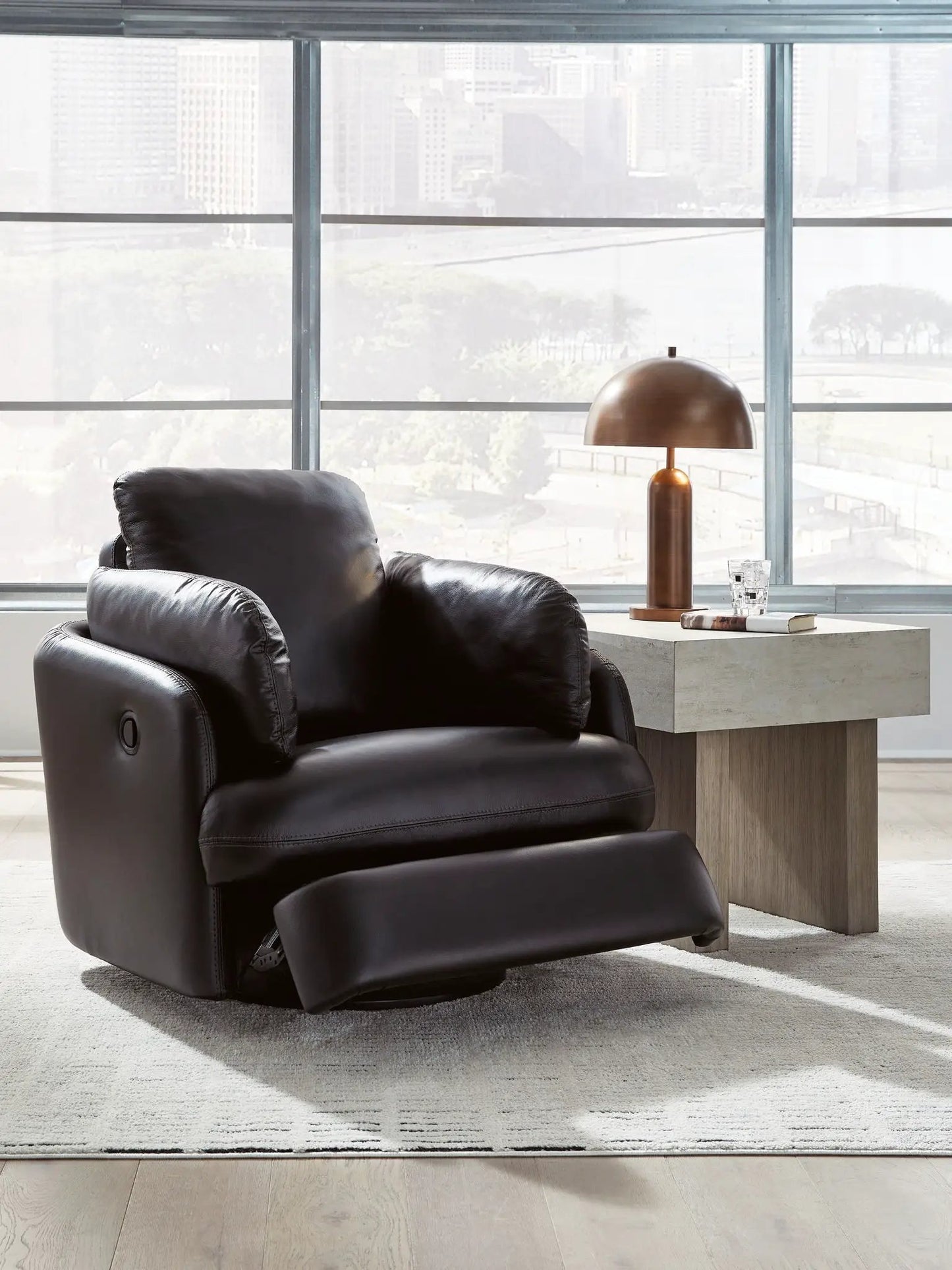 Modmax II Swivel Glider Recliner in black leather by Unique Piece Furniture on Tampa Home & Garden Store