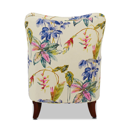 Paradise Upholstered Arm Chair off-white cotton floral print wooden legs HouseOfZazla on Tampa Home & Garden Store