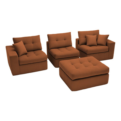 Corner chaise L-shaped sectional sofa bed in rust corduroy with ottoman 2-piece set HouseOfZazla on Tampa Home & Garden Store