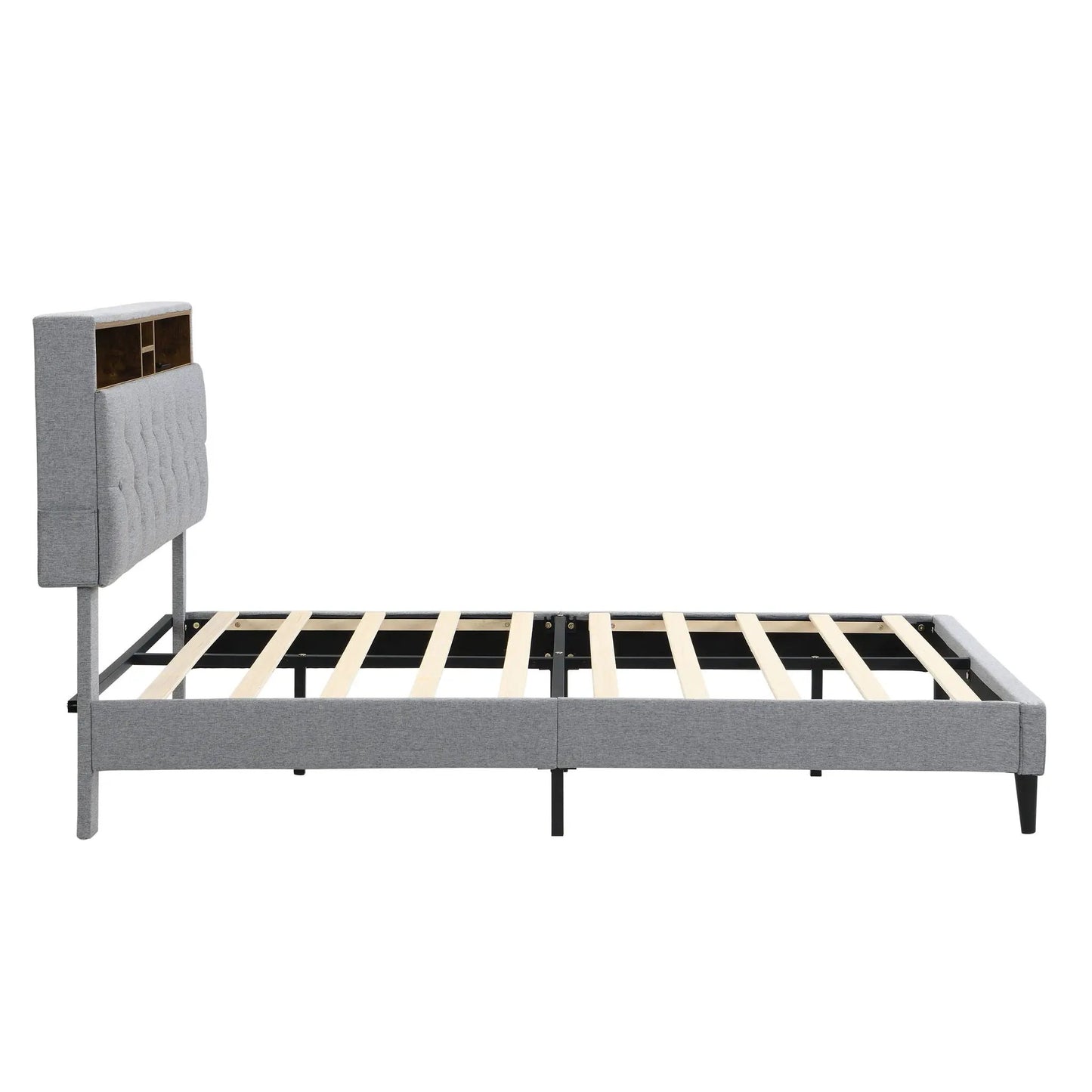 Modern Upholstered Platform Bed Frame With USB Ports