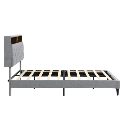 Modern Upholstered Platform Bed Frame With USB Ports