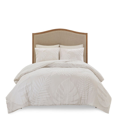 3 Piece Chenille Palm Comforter Set For King