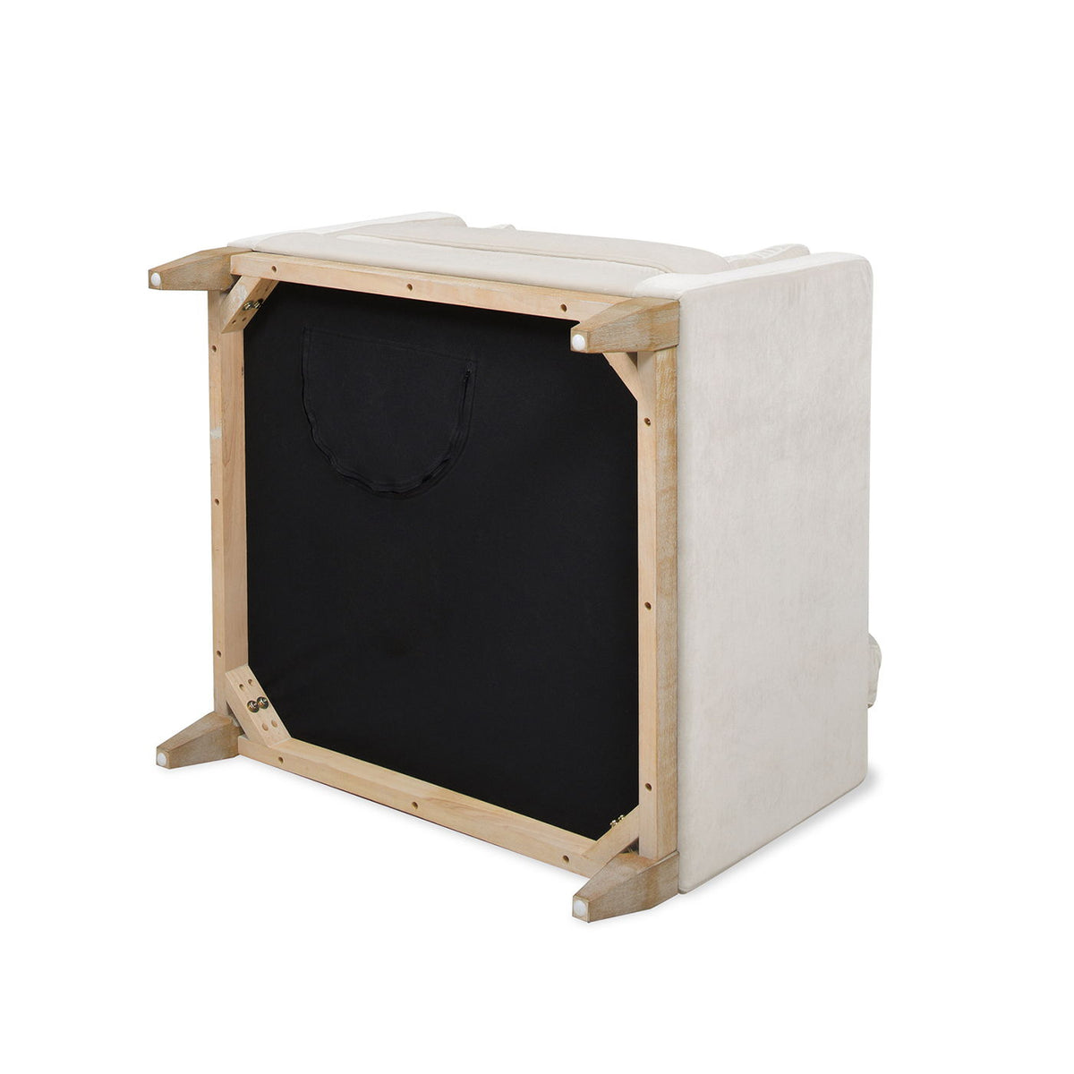 Modern Farmhouse Arm Chair with Reversible Cushions beige upholstery; exposed wood frame on Tampa Home & Garden Store