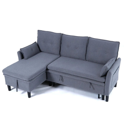 Blue-gray L-shaped reversible chaise sleeper sectional with storage by Unique Piece Furniture on Tampa Home & Garden Store