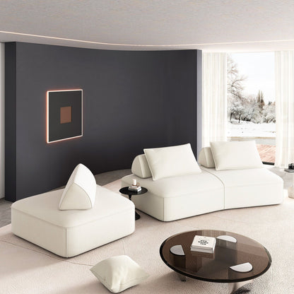 Modern Luxury Oversized Modular Sectional Sofa Set white leather 2-piece with ottomans on Tampa Home & Garden Store