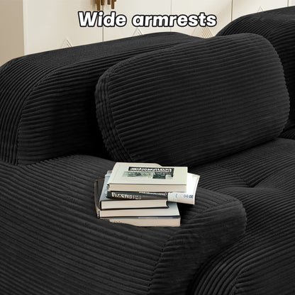 Sofa U-Shaped Modular with breathable black corduroy fabric and wide armrests on Tampa Home & Garden Store