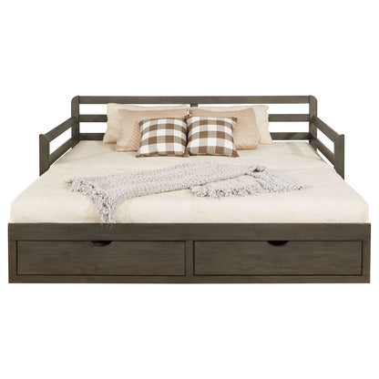 Twin Daybed With Trundle and Storage Drawers Gray